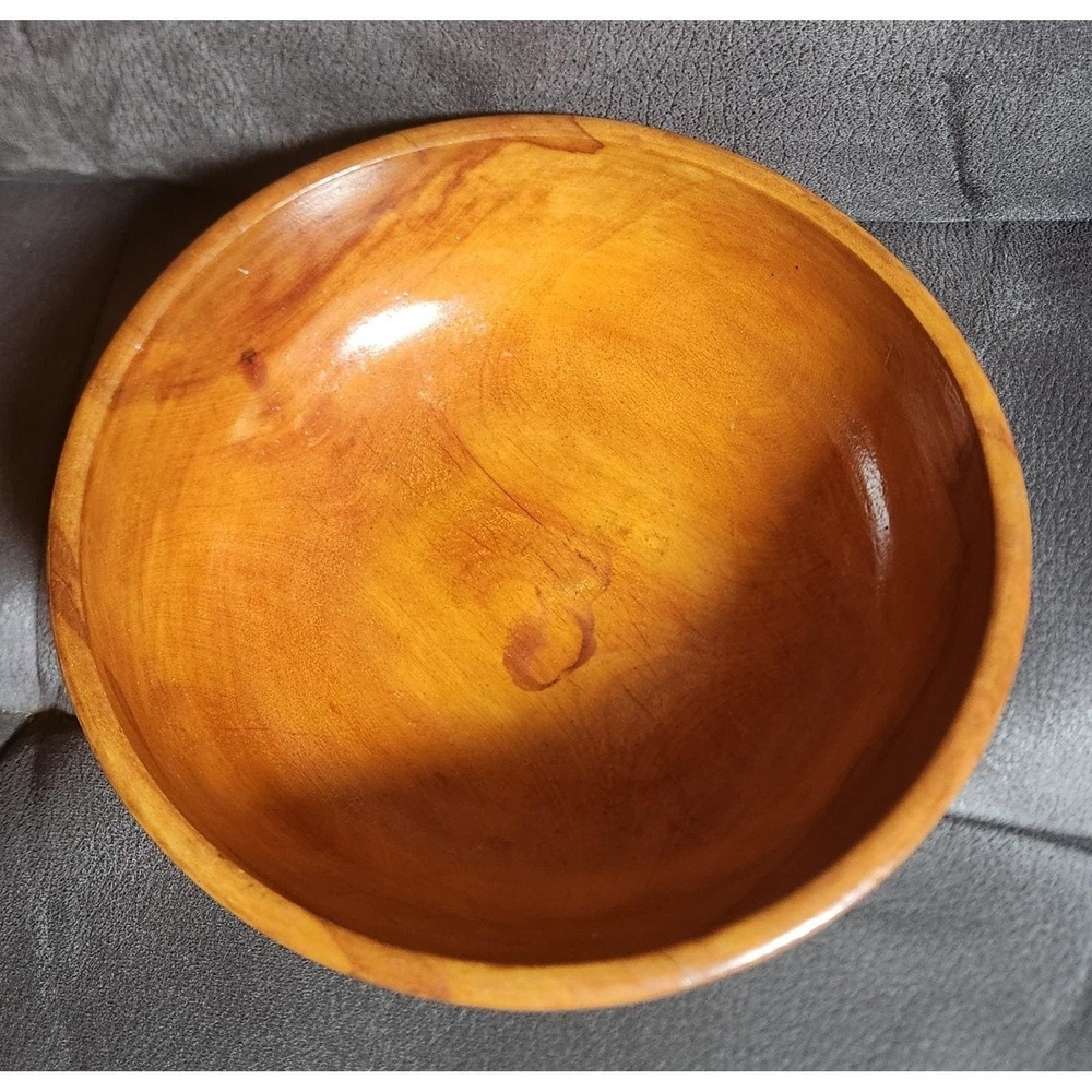 Vintage Wooden Bowl Home Decor Collectible / 10" Diameter x 4" H - Picture 2 of 5